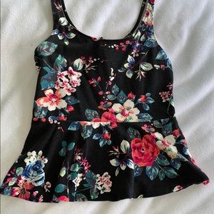 Express black floral peplum tank size small